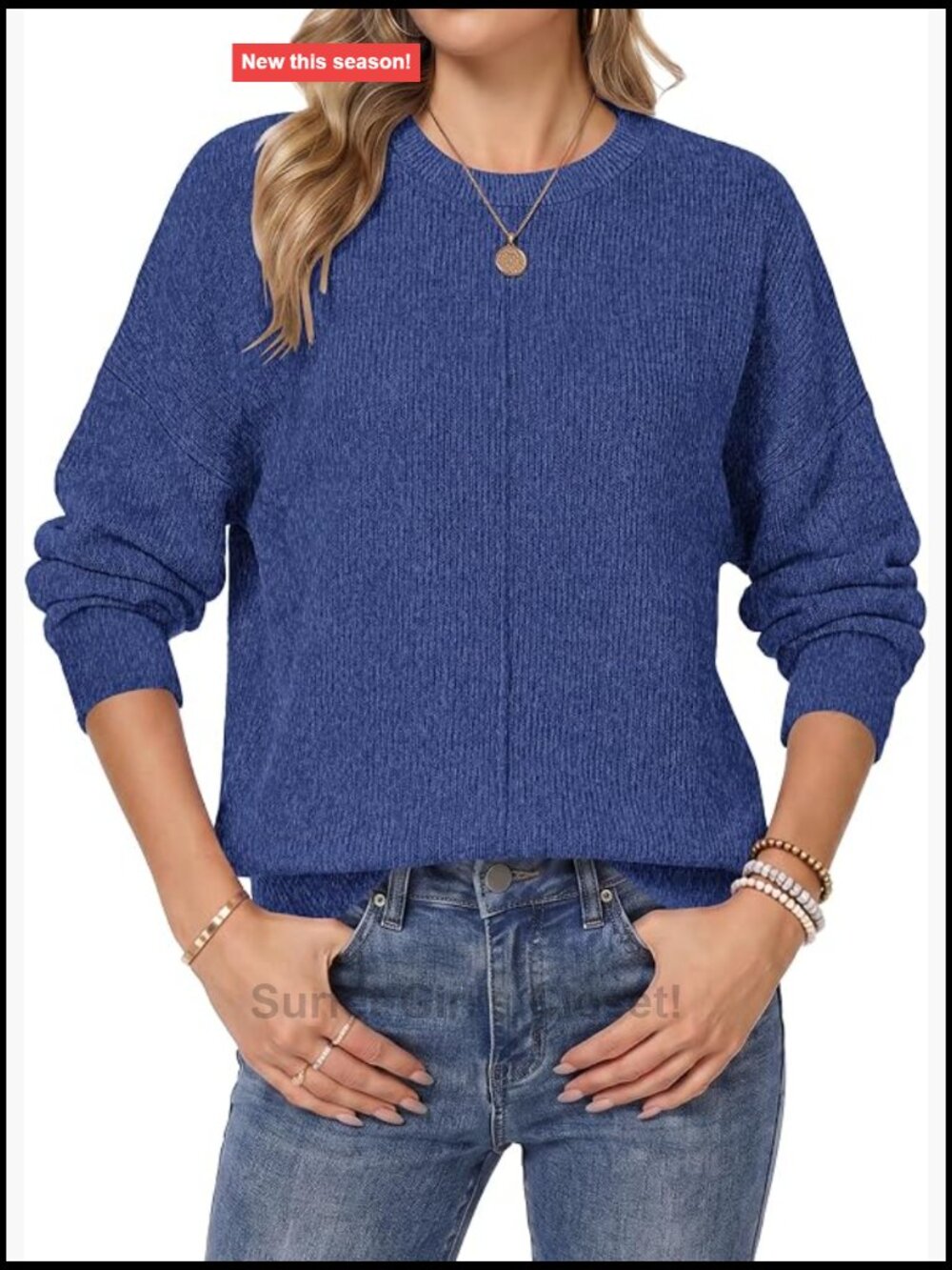 Women's Lightweight Sweater Crewneck Knit Long Sleeve Pullover Top